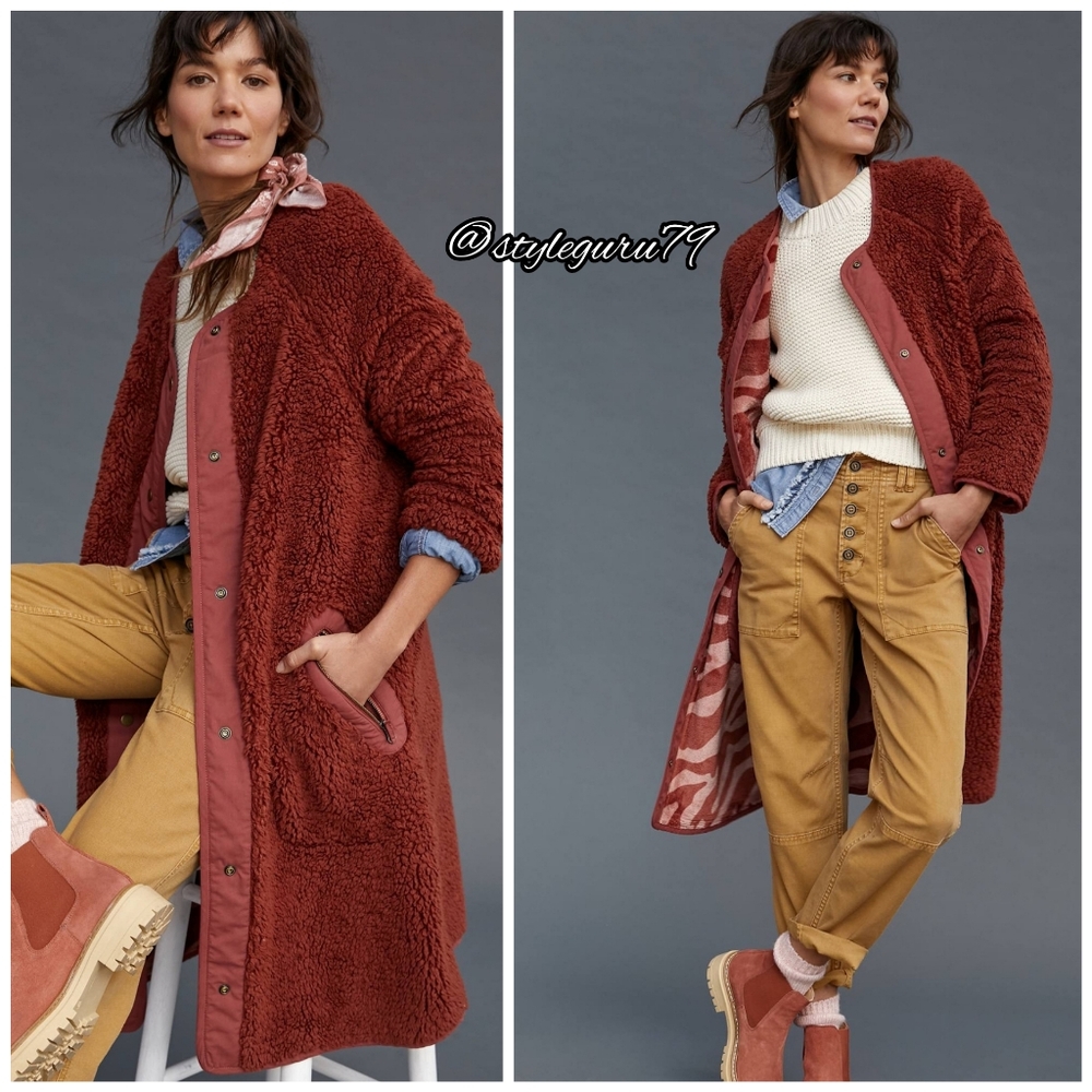 NWT, Anthropologie, Margot Reversible Sherpa Coat, XL